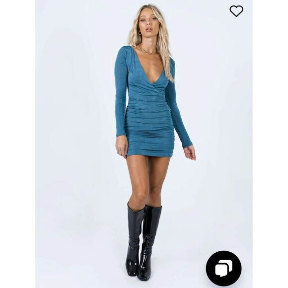 Princess Polly Nico Mini Dress Size 4 Blue - Picture 3 of 11